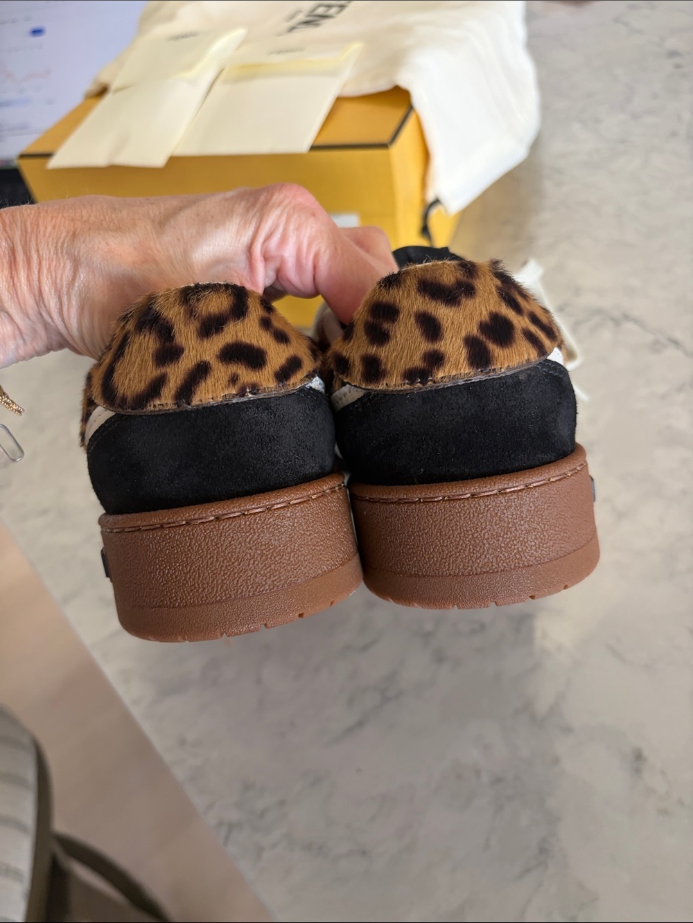 NWT Fendi Leopard-Print Low-Top Sneaker in Black, Cream & Brown w/ box &laces! - Picture 12 of 17